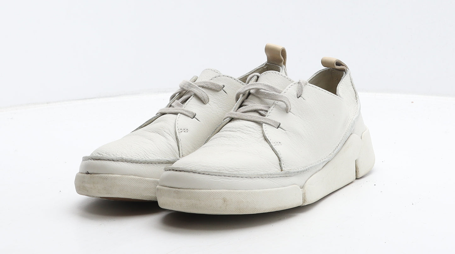 Clarks Womens Ivory Leather Trainer Casual UK 4.5 37.5