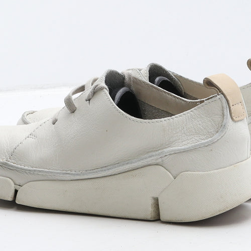 Clarks Womens Ivory Leather Trainer Casual UK 4.5 37.5