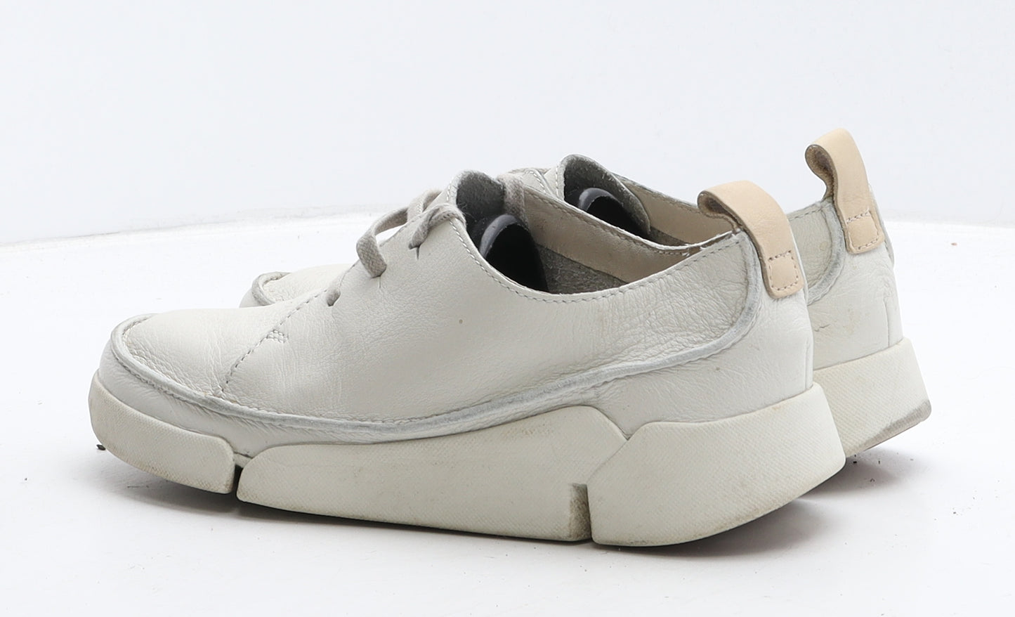 Clarks Womens Ivory Leather Trainer Casual UK 4.5 37.5