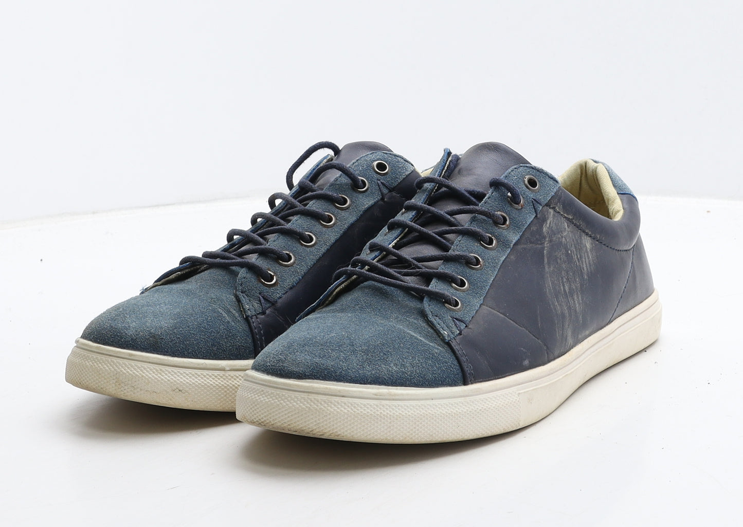 MAN Mens Blue Colourblock Leather Trainer Casual UK 9 43