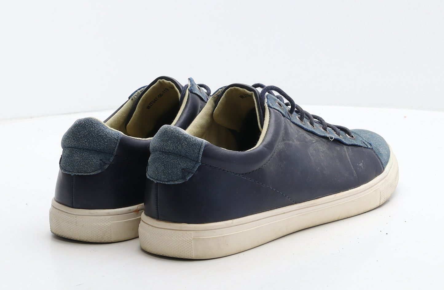 MAN Mens Blue Colourblock Leather Trainer Casual UK 9 43