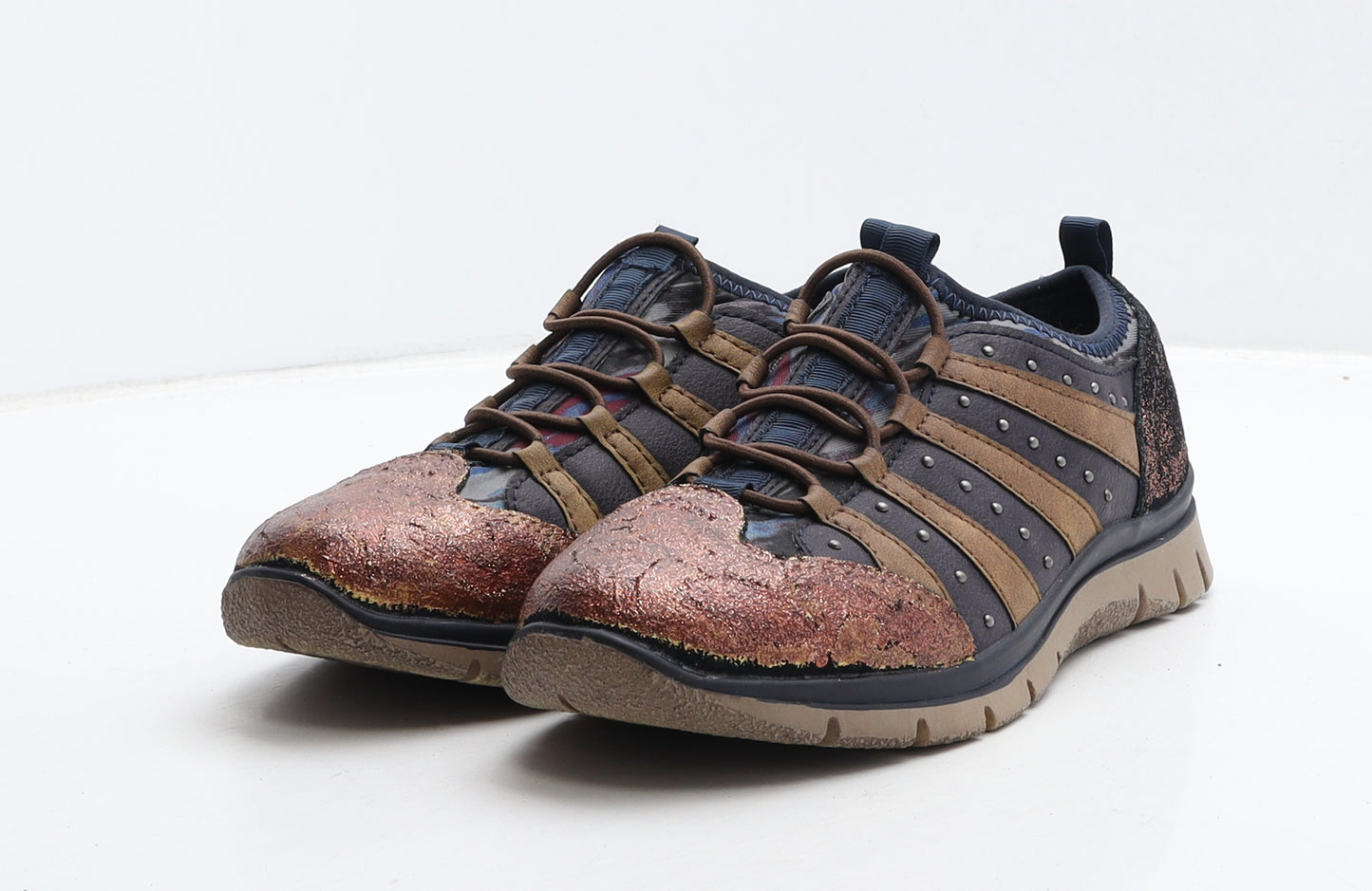 Lotus Womens Multicoloured Striped Leather Trainer Casual UK 5 38