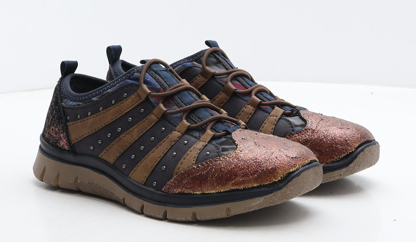 Lotus Womens Multicoloured Striped Leather Trainer Casual UK 5 38