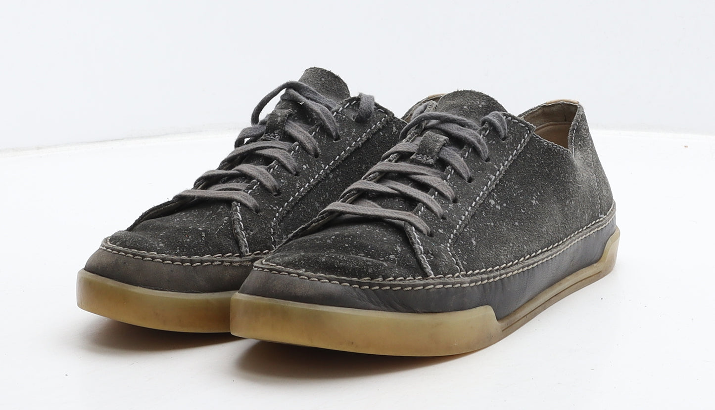 Clarks Womens Grey Spotted Leather Trainer Casual UK 5.5 39