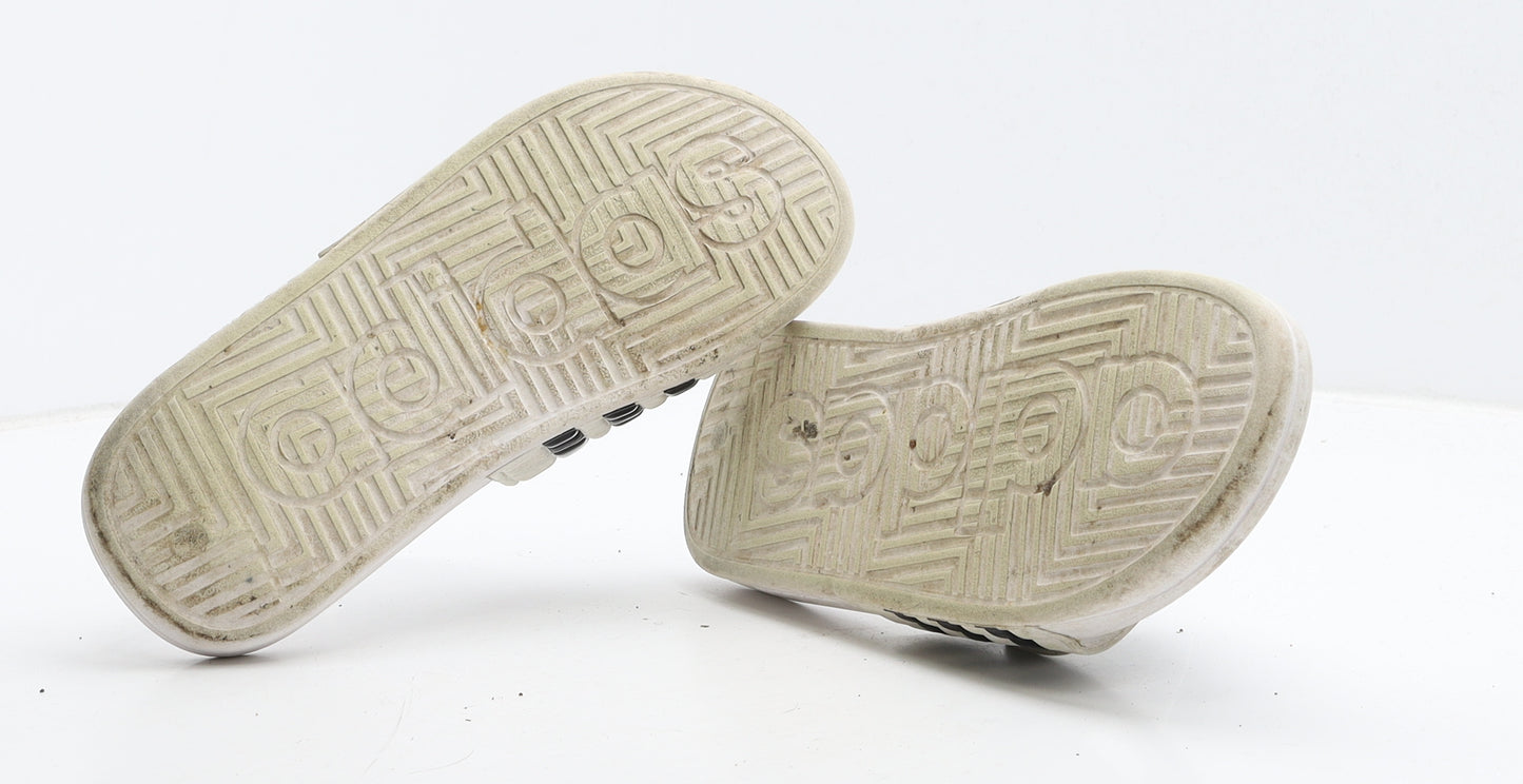 adidas Womens White Striped Rubber Slider Flat UK 6 39