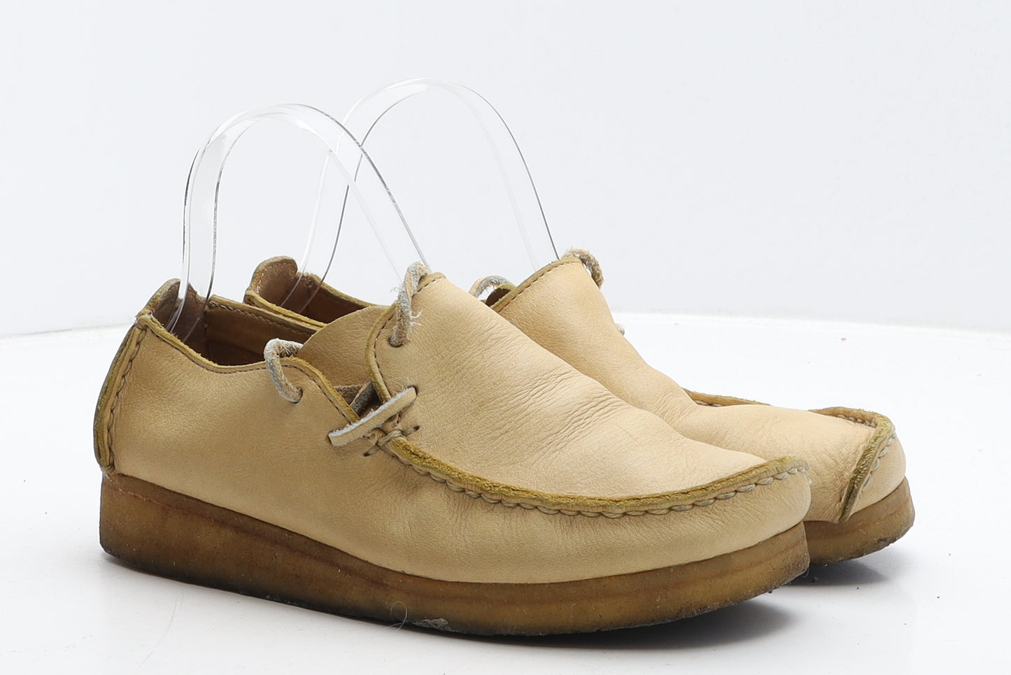 Clarks Womens Beige Leather Moccasin Casual UK 6