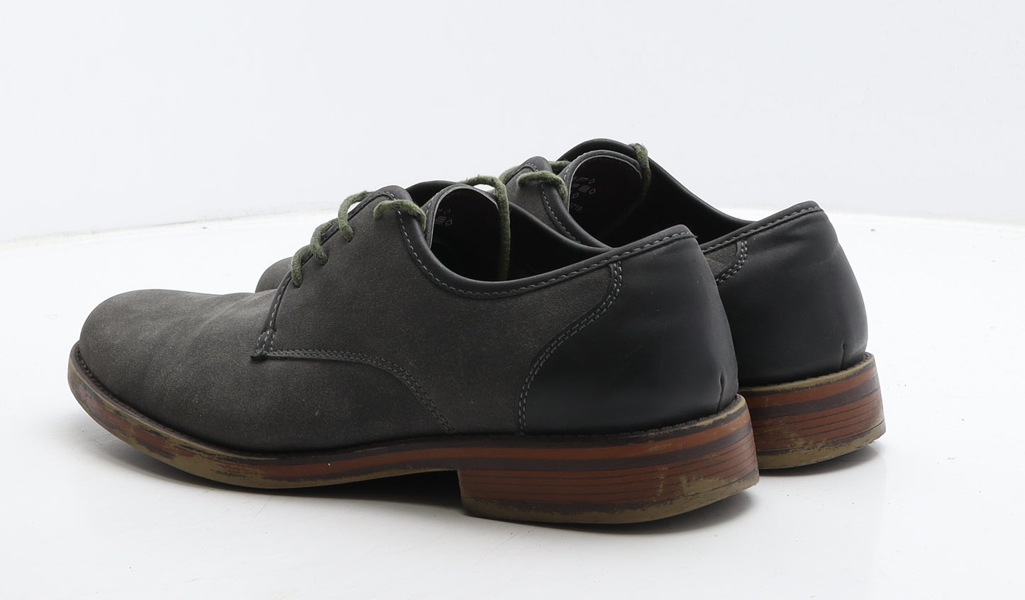F&F Mens Grey Leather Oxford Dress UK 8 42