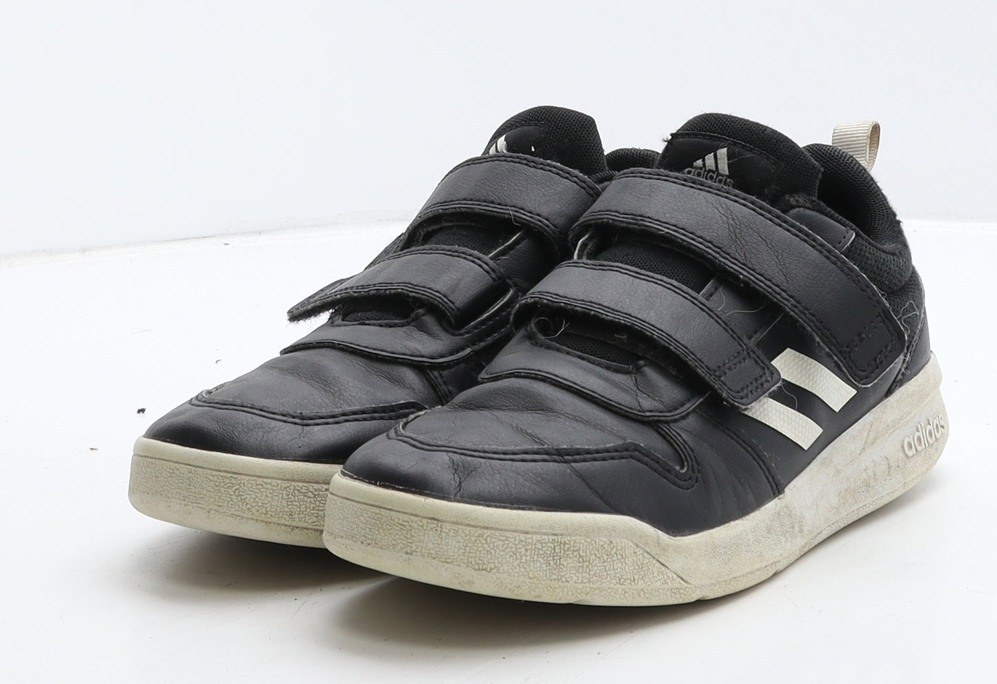 adidas Boys Black Striped Leather Trainer UK 3 35.5