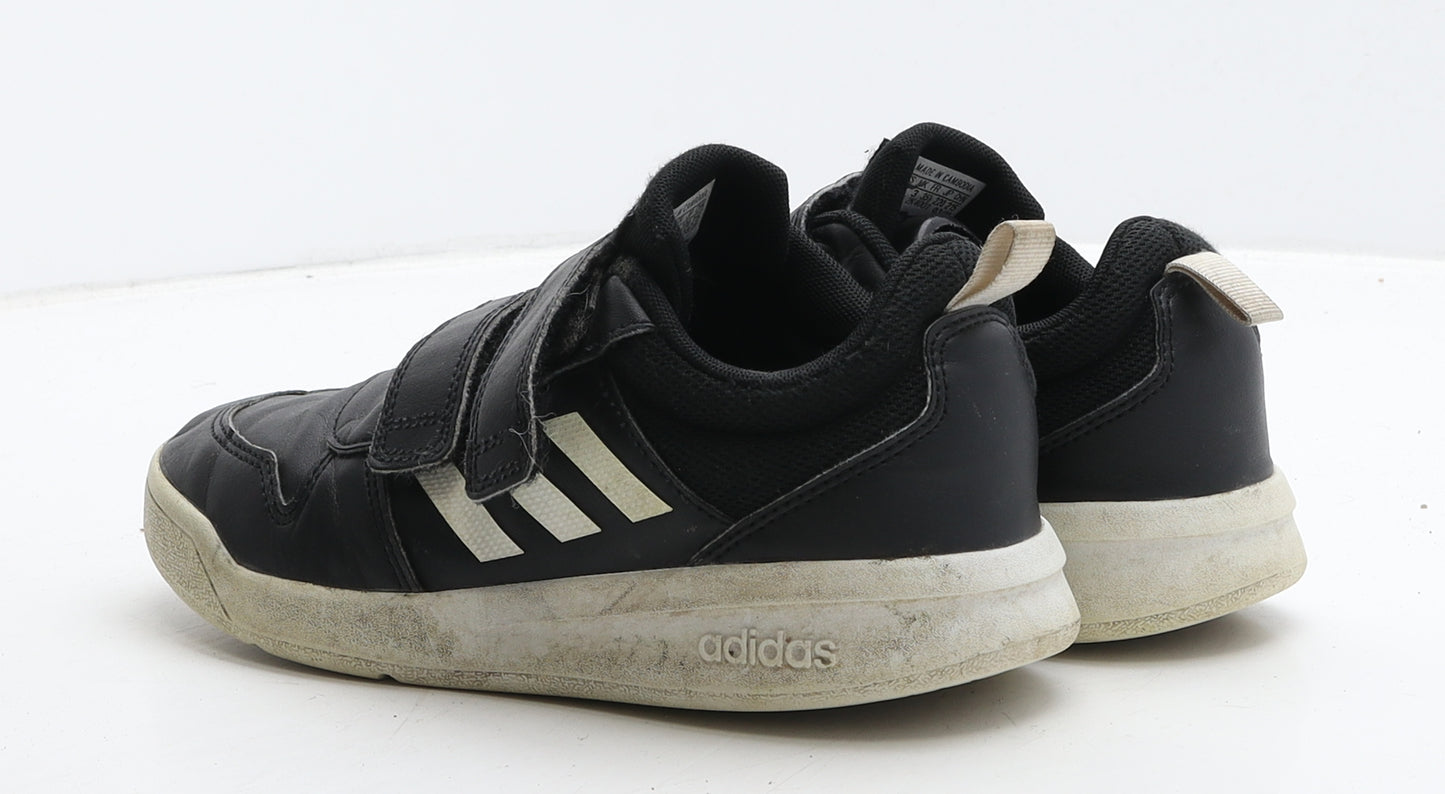 adidas Boys Black Striped Leather Trainer UK 3 35.5