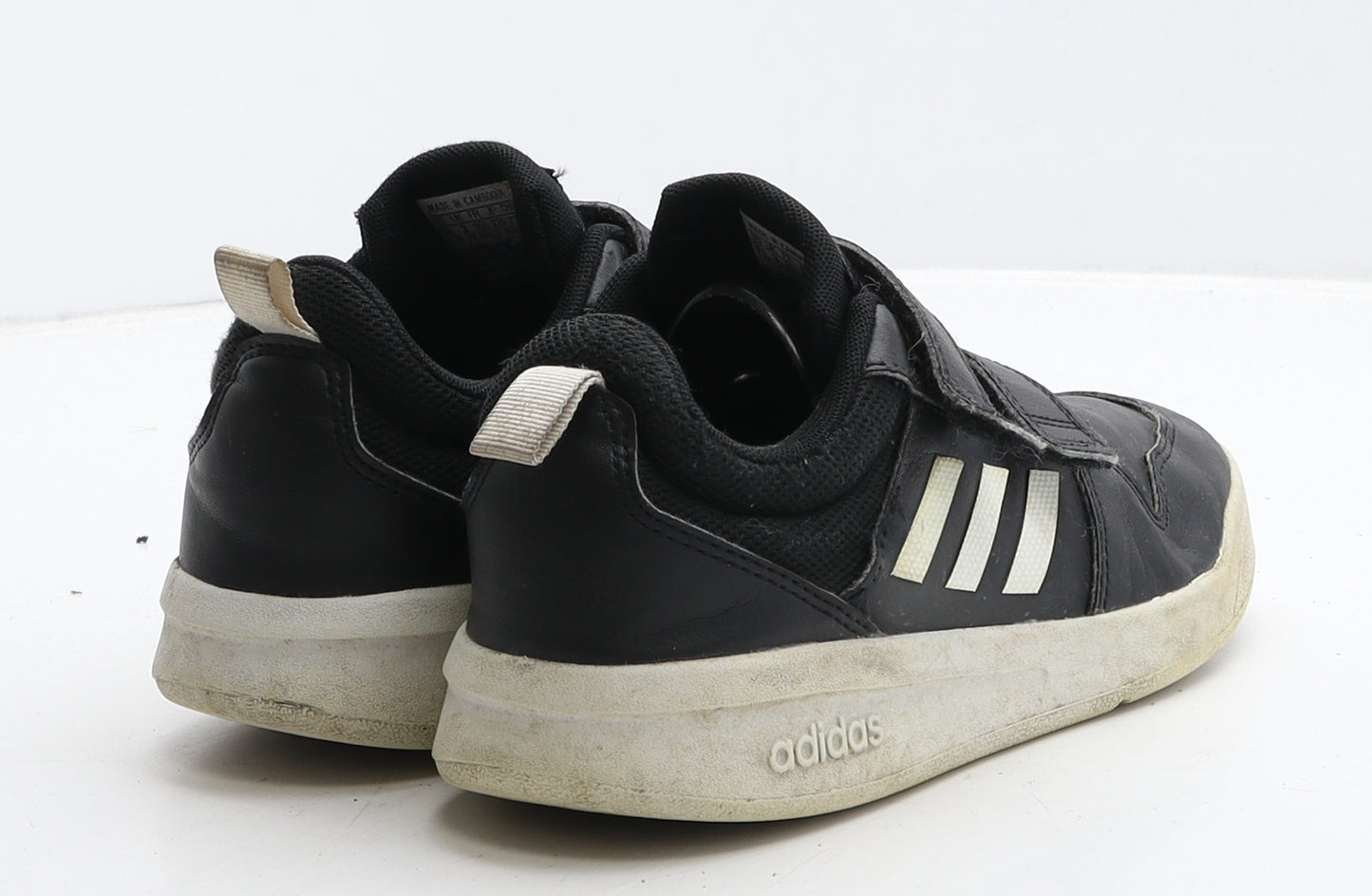 adidas Boys Black Striped Leather Trainer UK 3 35.5