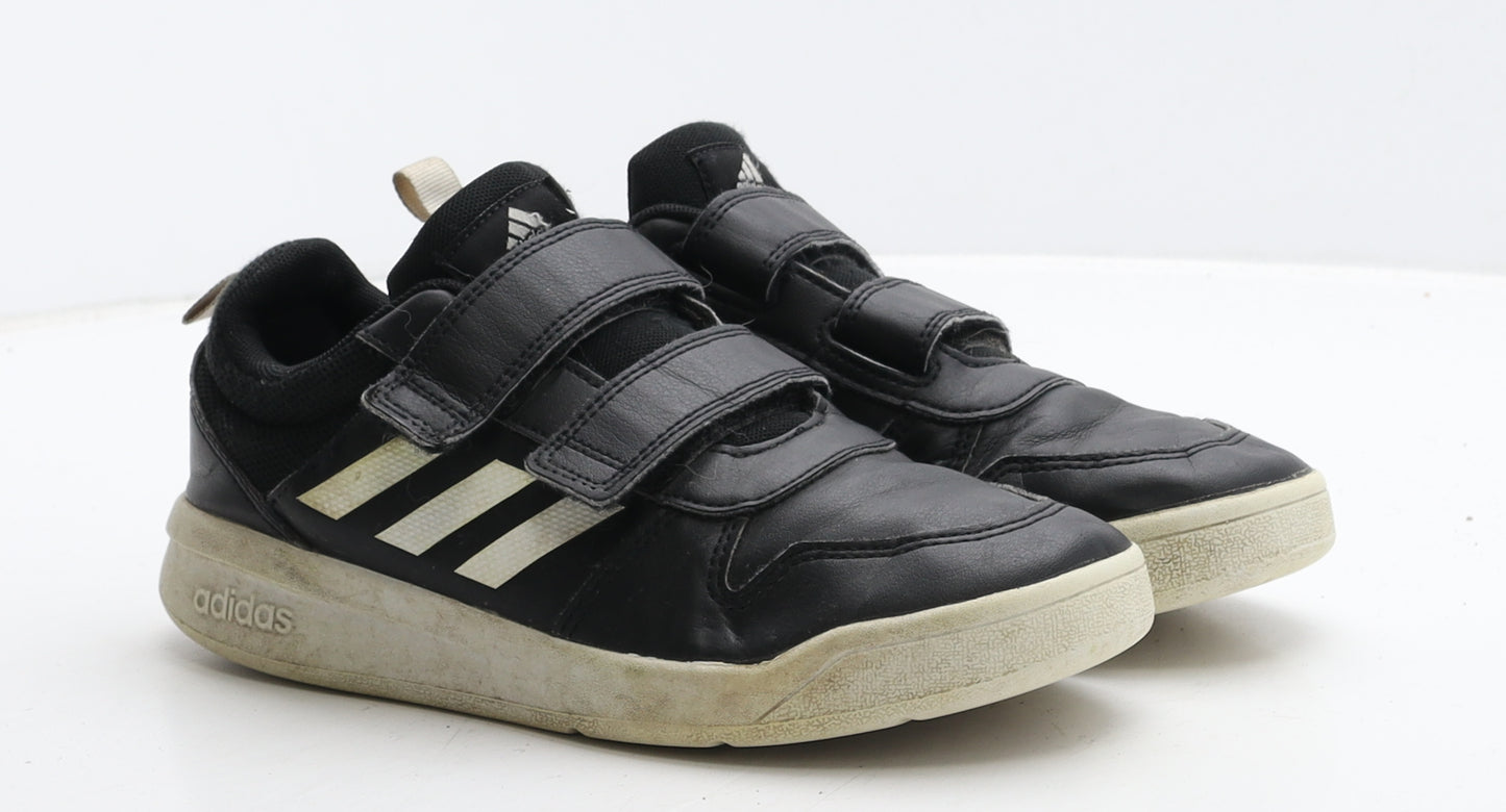 adidas Boys Black Striped Leather Trainer UK 3 35.5