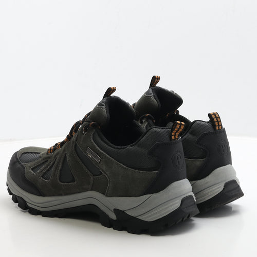 Pavers Mens Grey Leather Trainer UK 10 44 - Walking Trainers Wide Fit