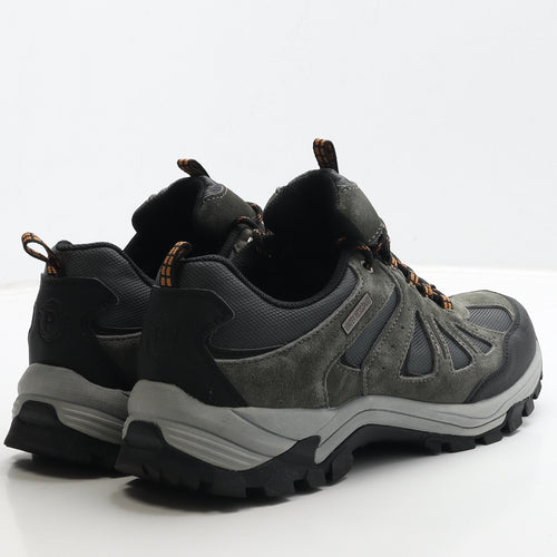 Pavers Mens Grey Leather Trainer UK 10 44 - Walking Trainers Wide Fit