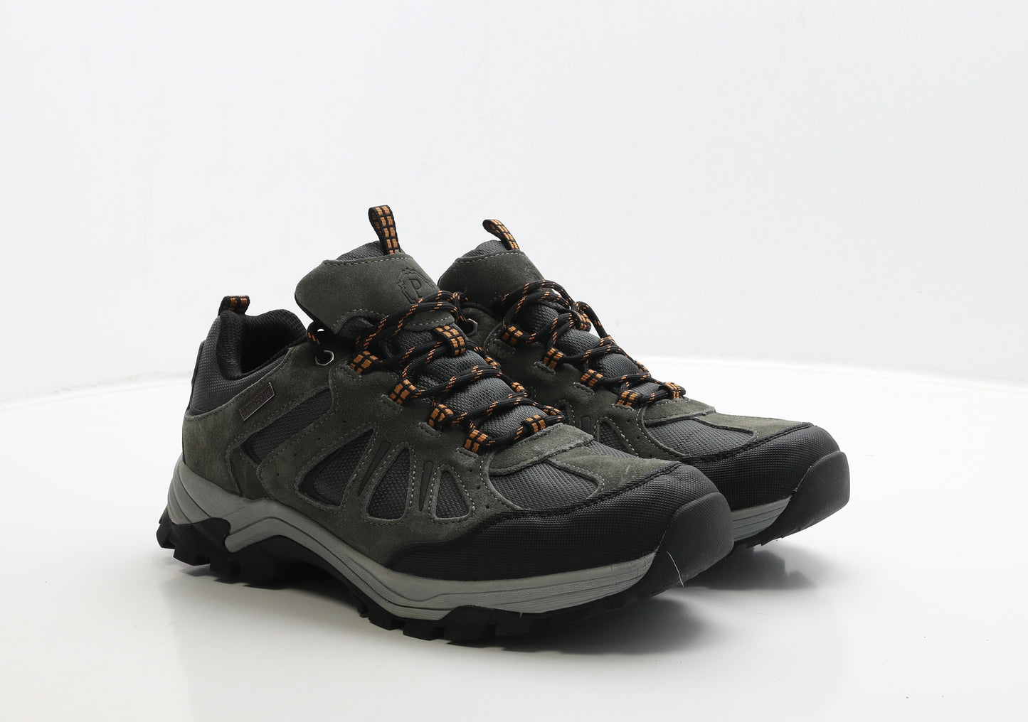 Pavers Mens Grey Leather Trainer UK 10 44 - Walking Trainers Wide Fit