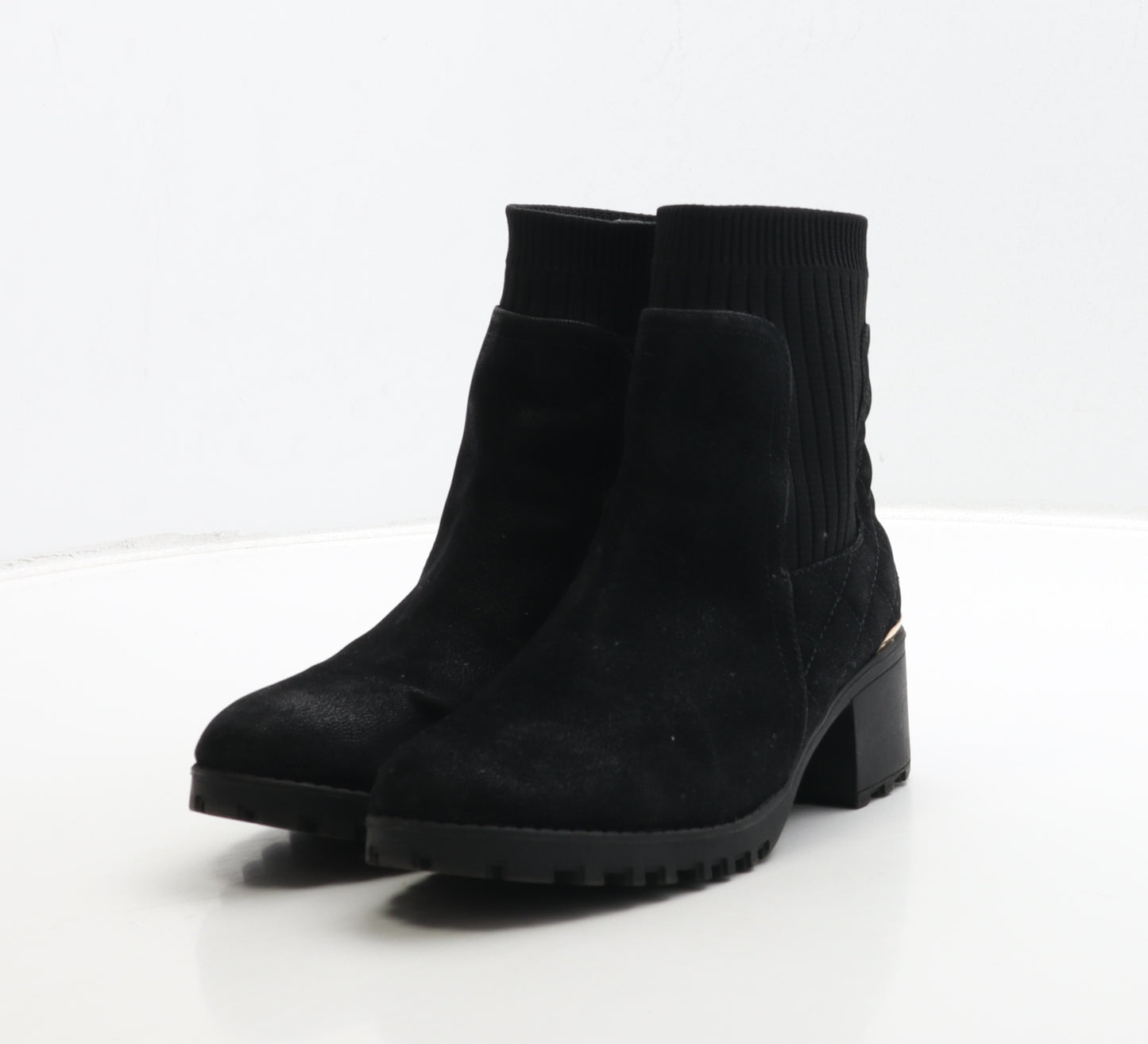 River Island Girls Black Leather Bootie Boot UK 2