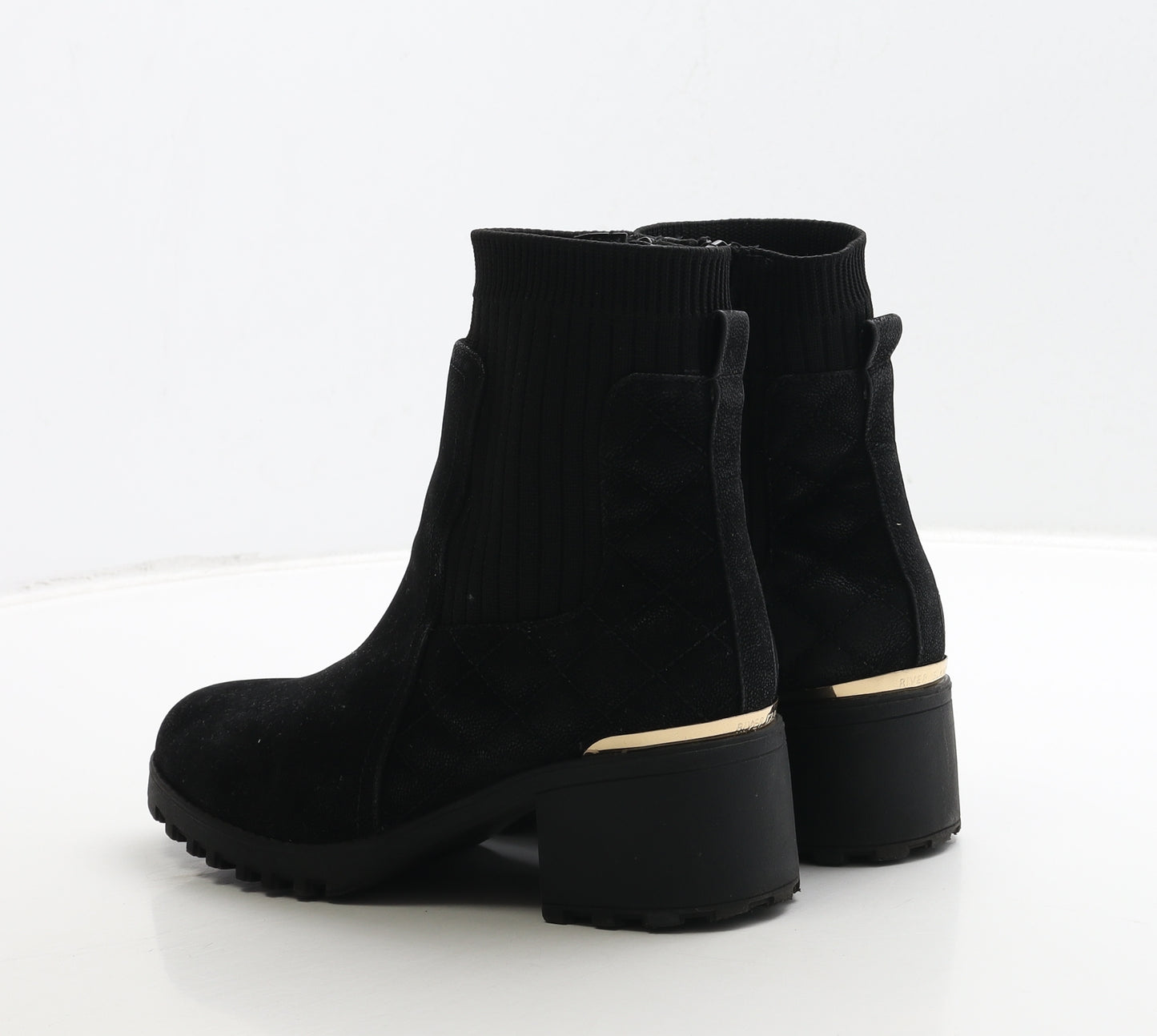 River Island Girls Black Leather Bootie Boot UK 2