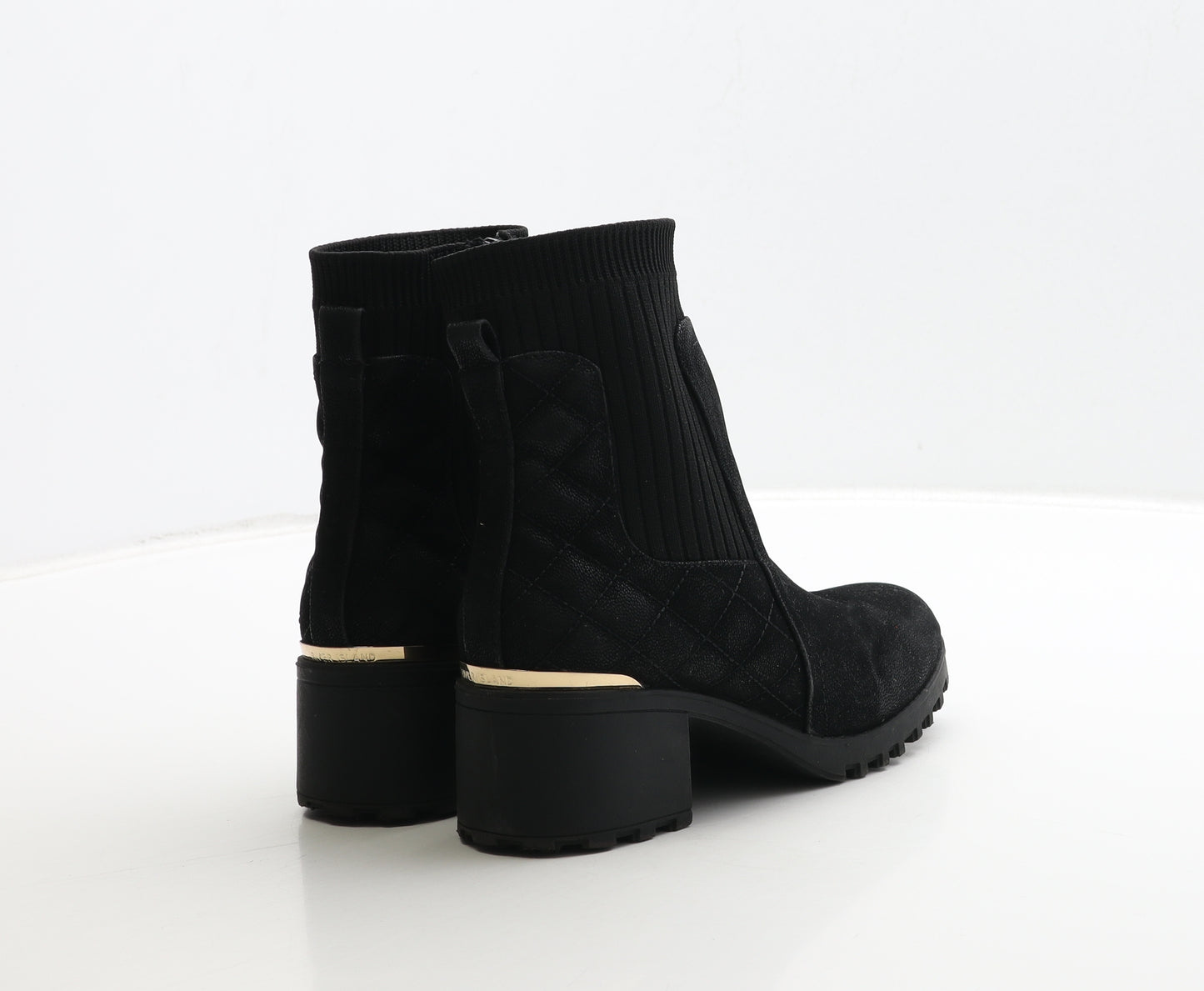 River Island Girls Black Leather Bootie Boot UK 2