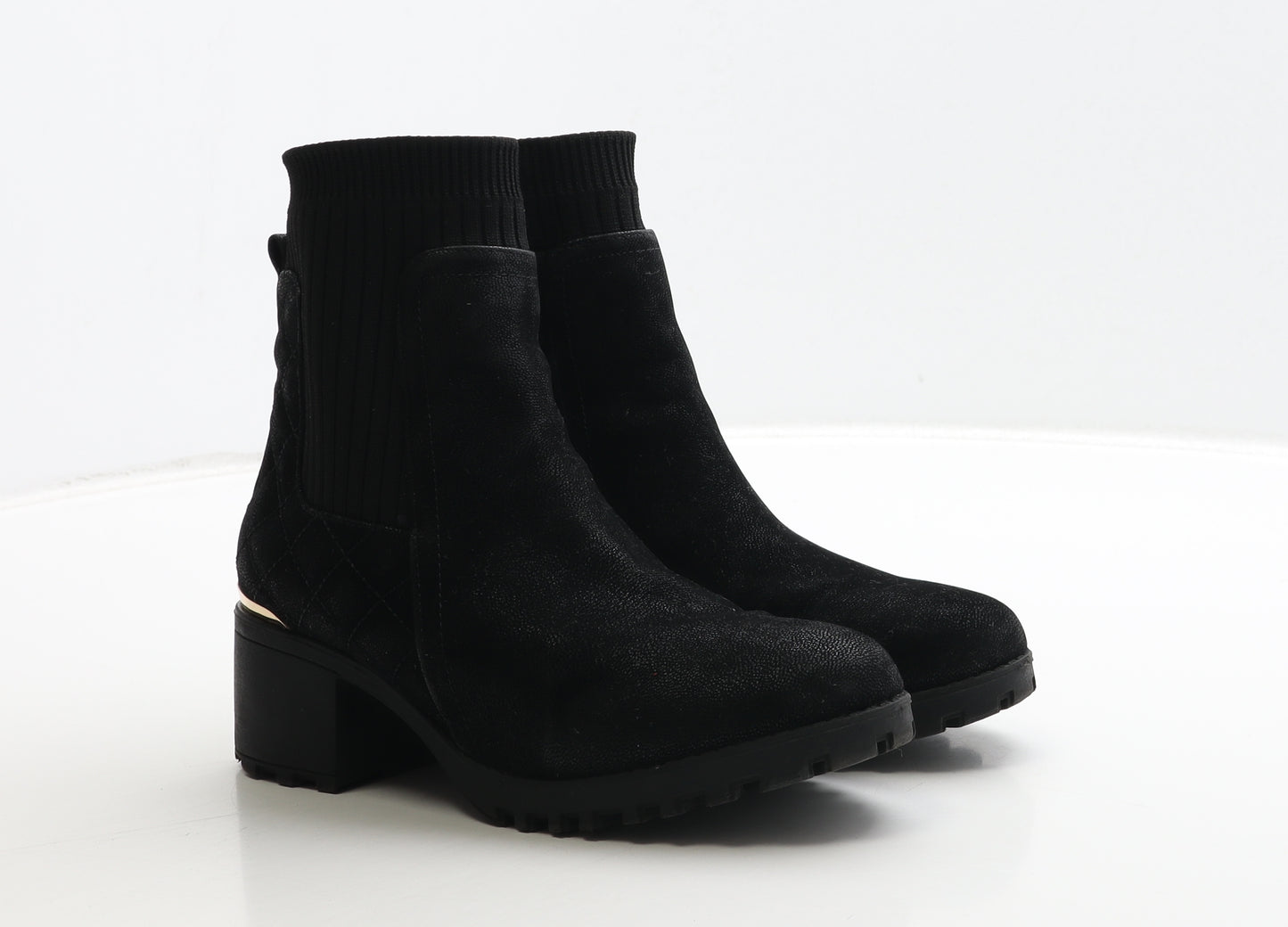 River Island Girls Black Leather Bootie Boot UK 2