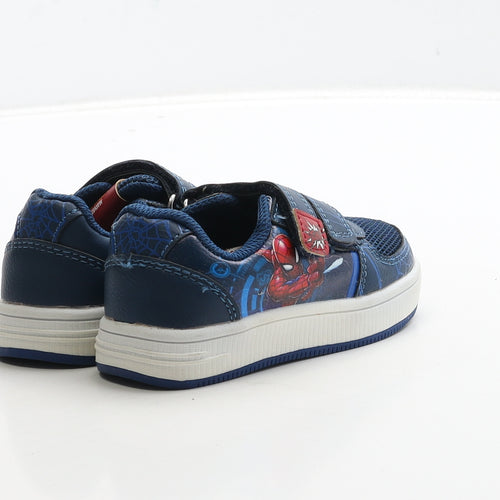 Marvel Boys Blue Leather Trainer UK 5 22 - Spiderman