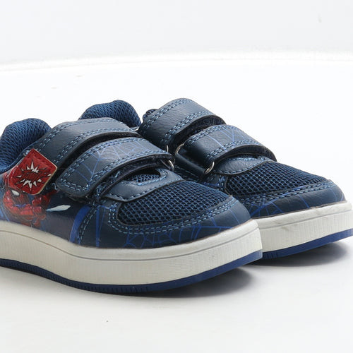 Marvel Boys Blue Leather Trainer UK 5 22 - Spiderman