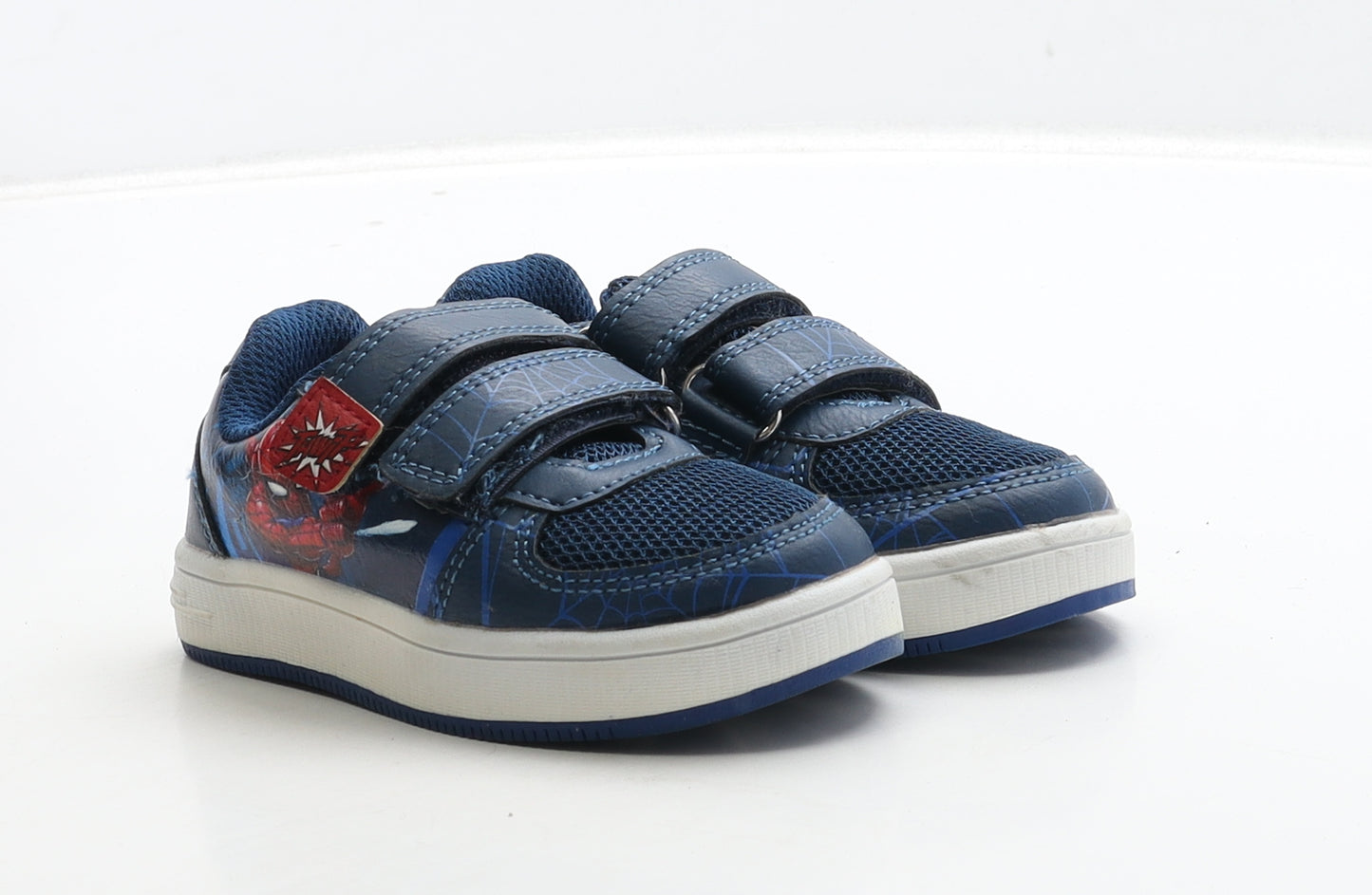 Marvel Boys Blue Leather Trainer UK 5 22 - Spiderman