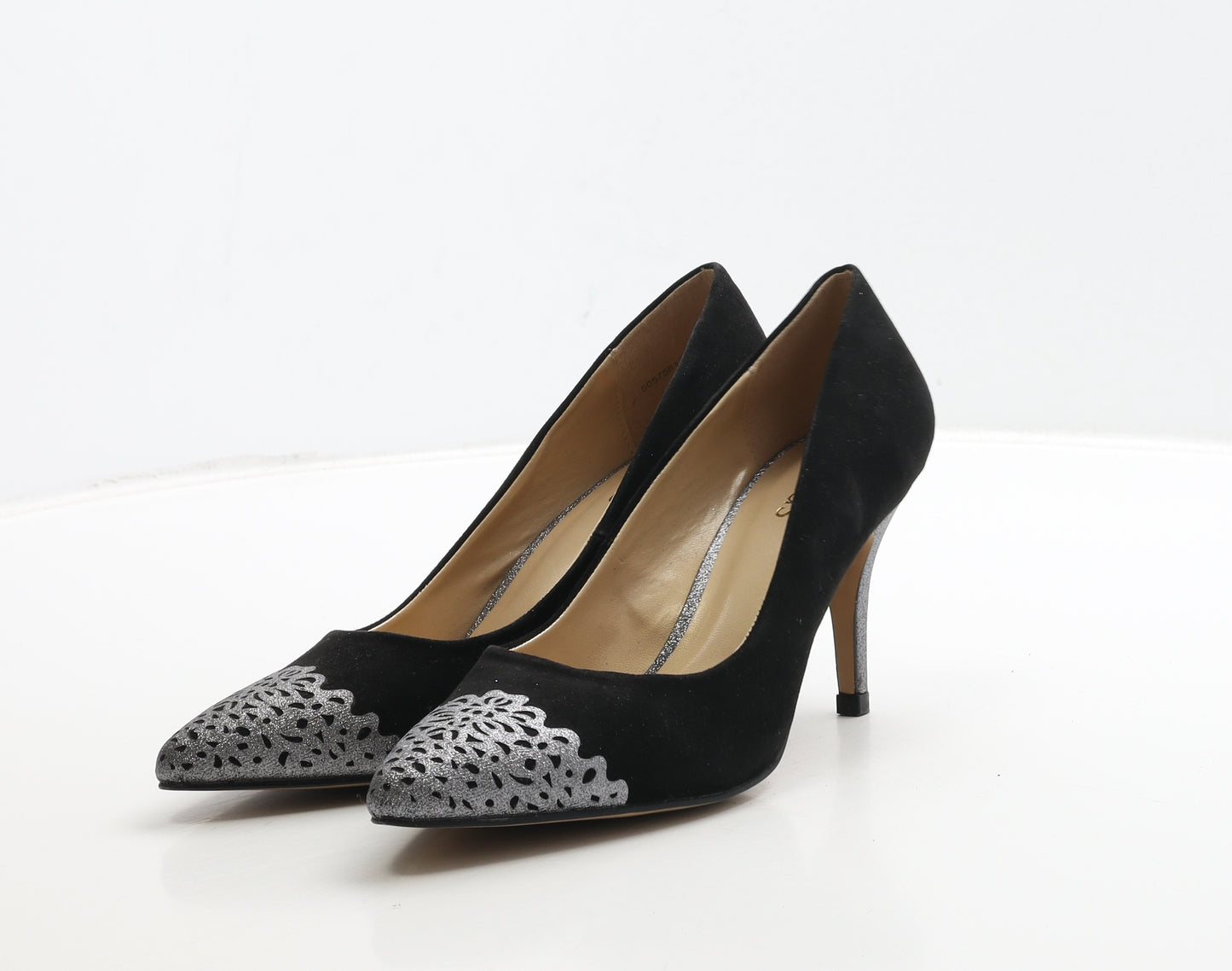 Lotus Womens Black Geometric Suede Court Heel UK 5 38