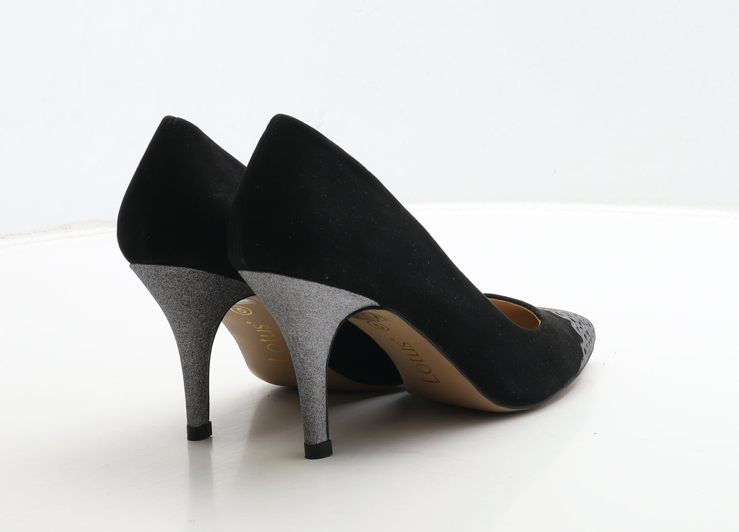 Lotus Womens Black Geometric Suede Court Heel UK 5 38