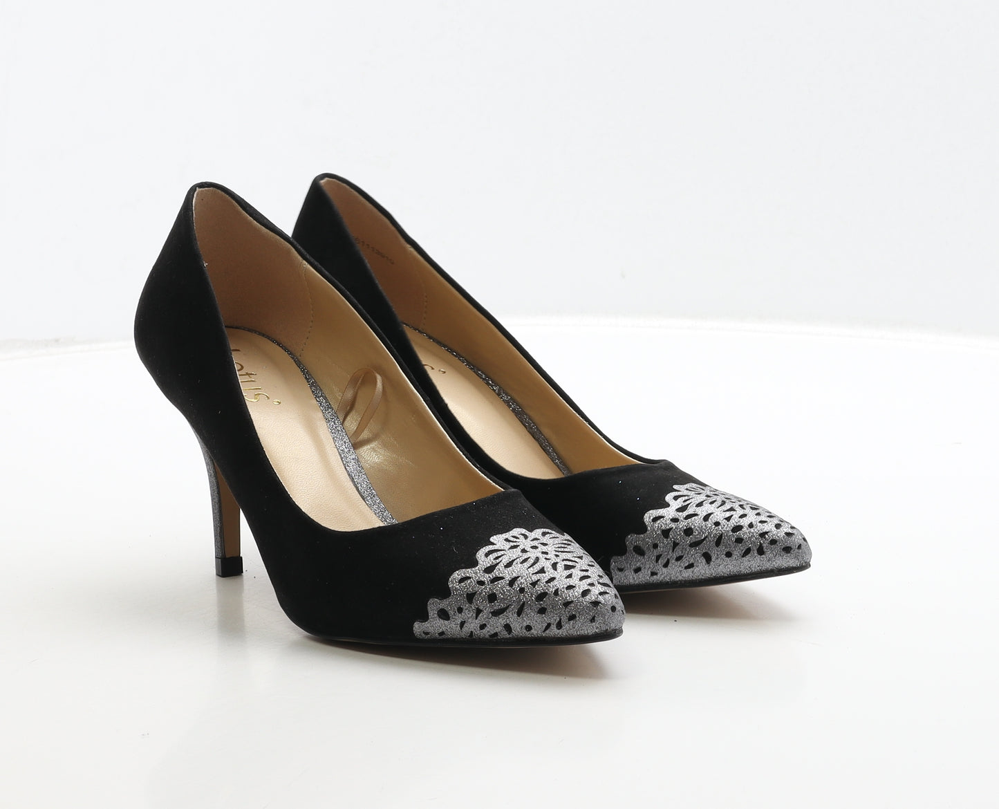 Lotus Womens Black Geometric Suede Court Heel UK 5 38