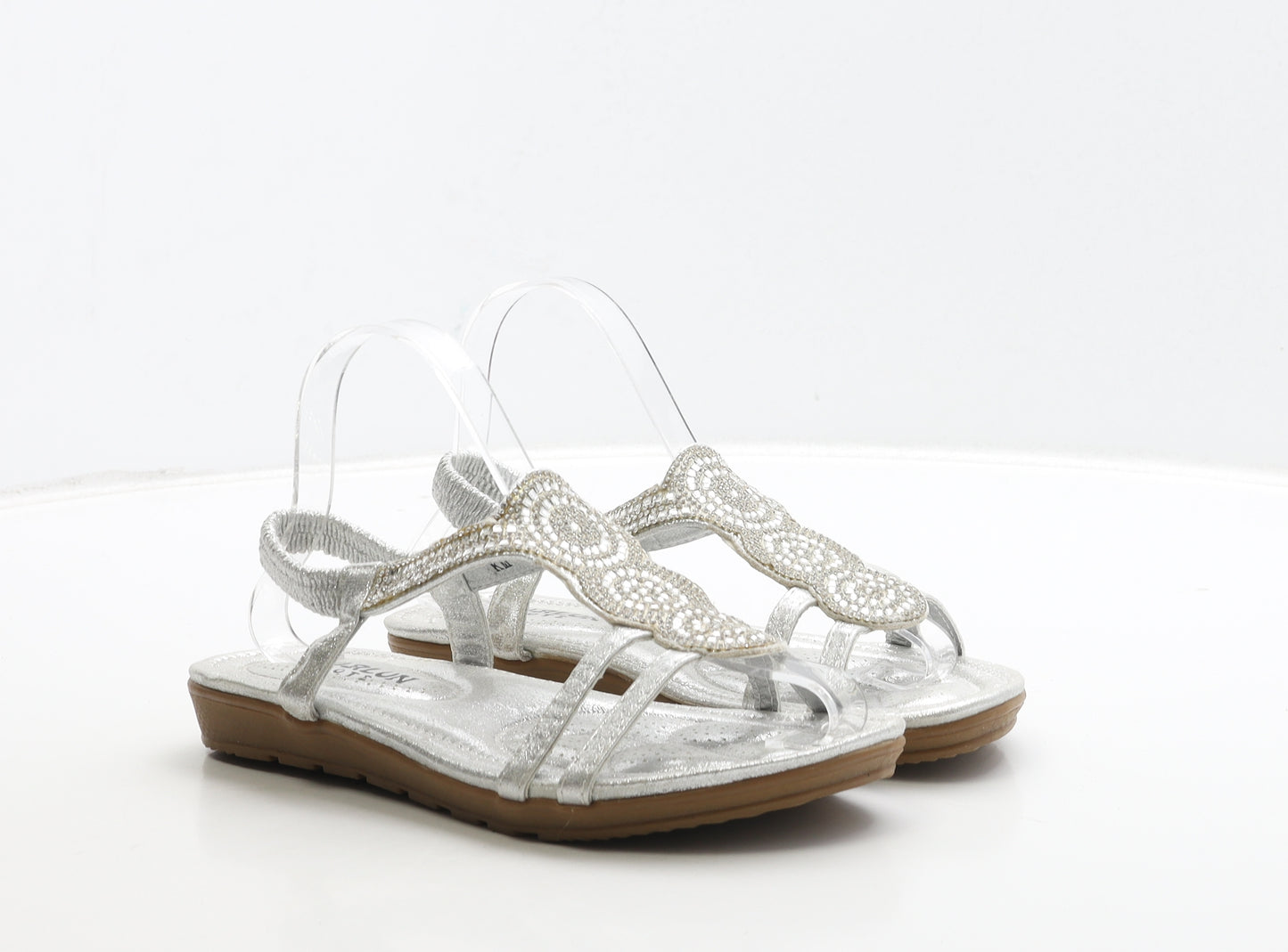 Hualun Womens Silver Leather Strappy Sandal UK 6 39