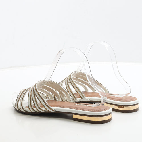 Primark Womens White Leather Slip On Sandal UK 6 39