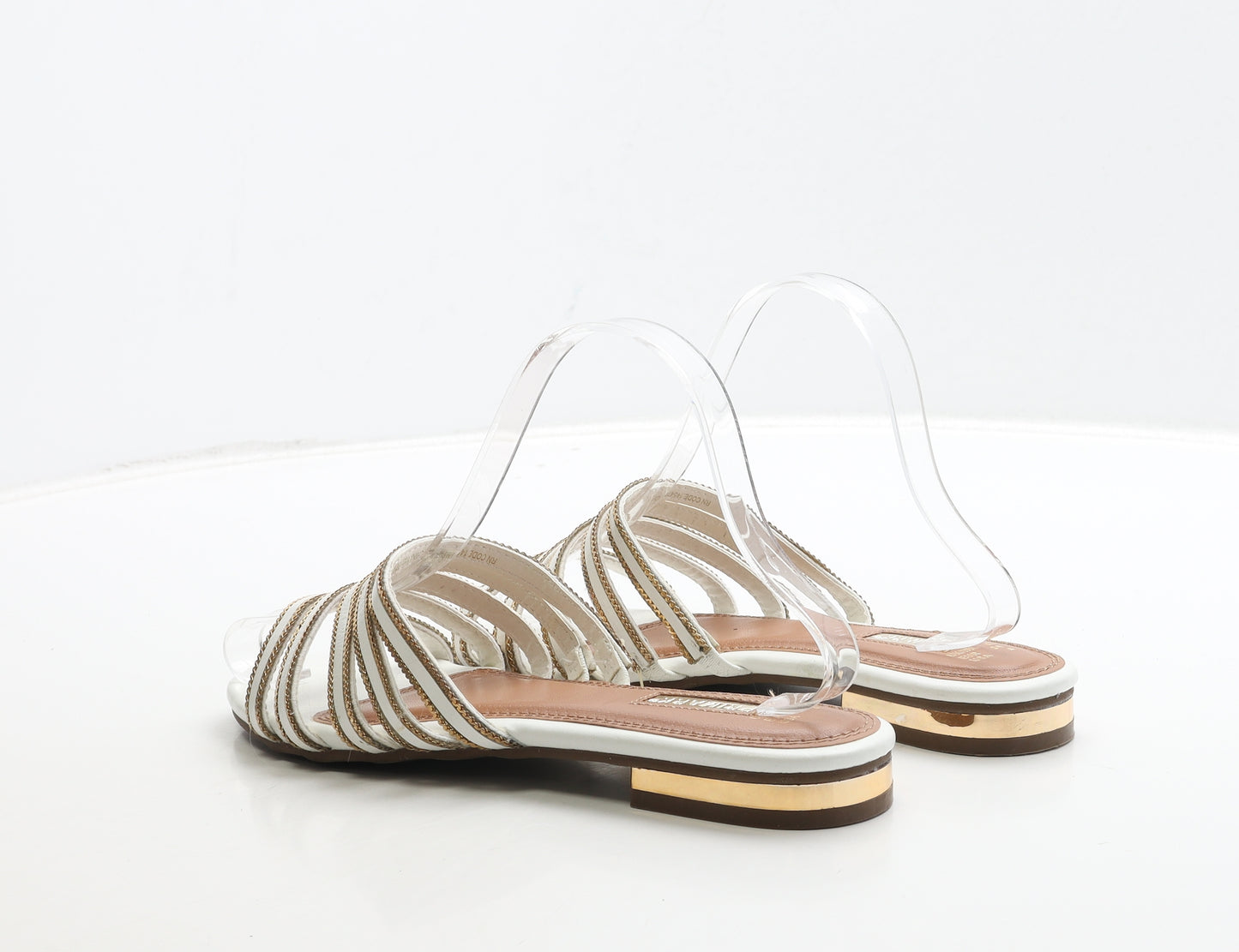 Primark Womens White Leather Slip On Sandal UK 6 39