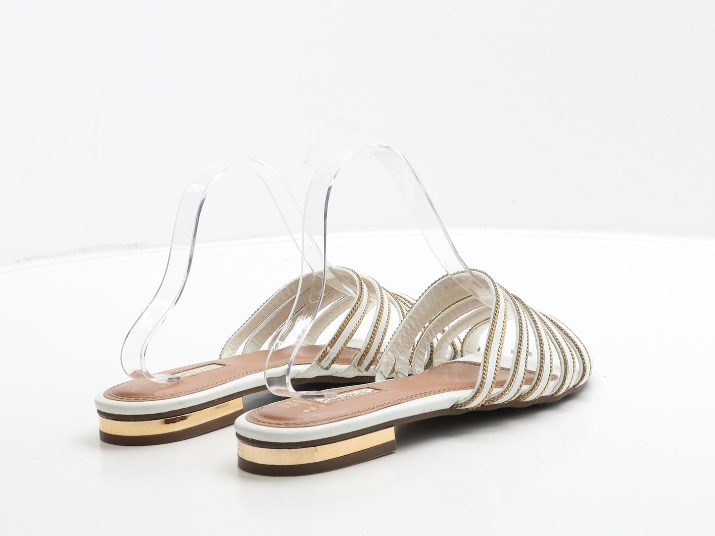 Primark Womens White Leather Slip On Sandal UK 6 39