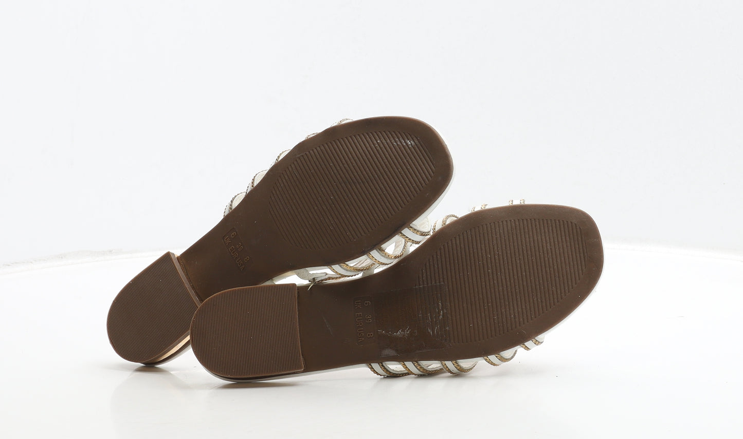 Primark Womens White Leather Slip On Sandal UK 6 39