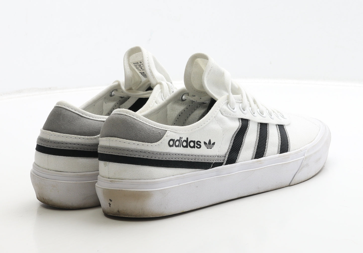 adidas Mens White Striped Fabric Trainer UK 9 43.5