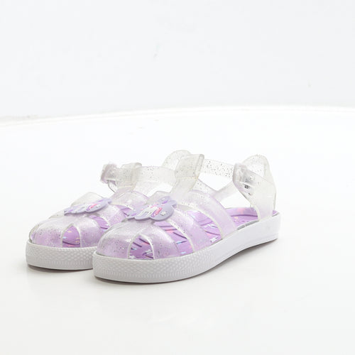 Preworn Girls Clear Rubber Fisherman Sandal UK 6 23 - Unicorn Detail