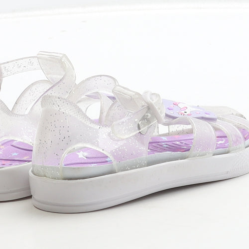 Preworn Girls Clear Rubber Fisherman Sandal UK 6 23 - Unicorn Detail