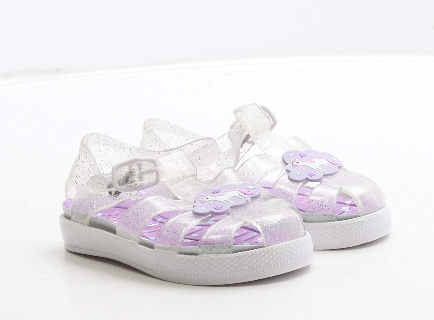 Preworn Girls Clear Rubber Fisherman Sandal UK 6 23 - Unicorn Detail