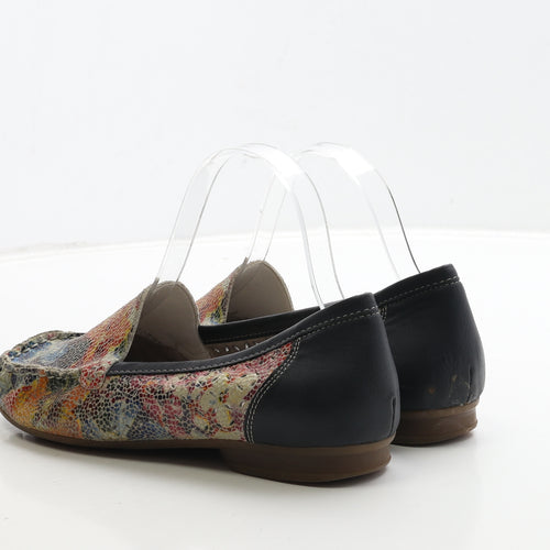 Rieker Womens Multicoloured Geometric Leather Loafer Flat UK 6 39