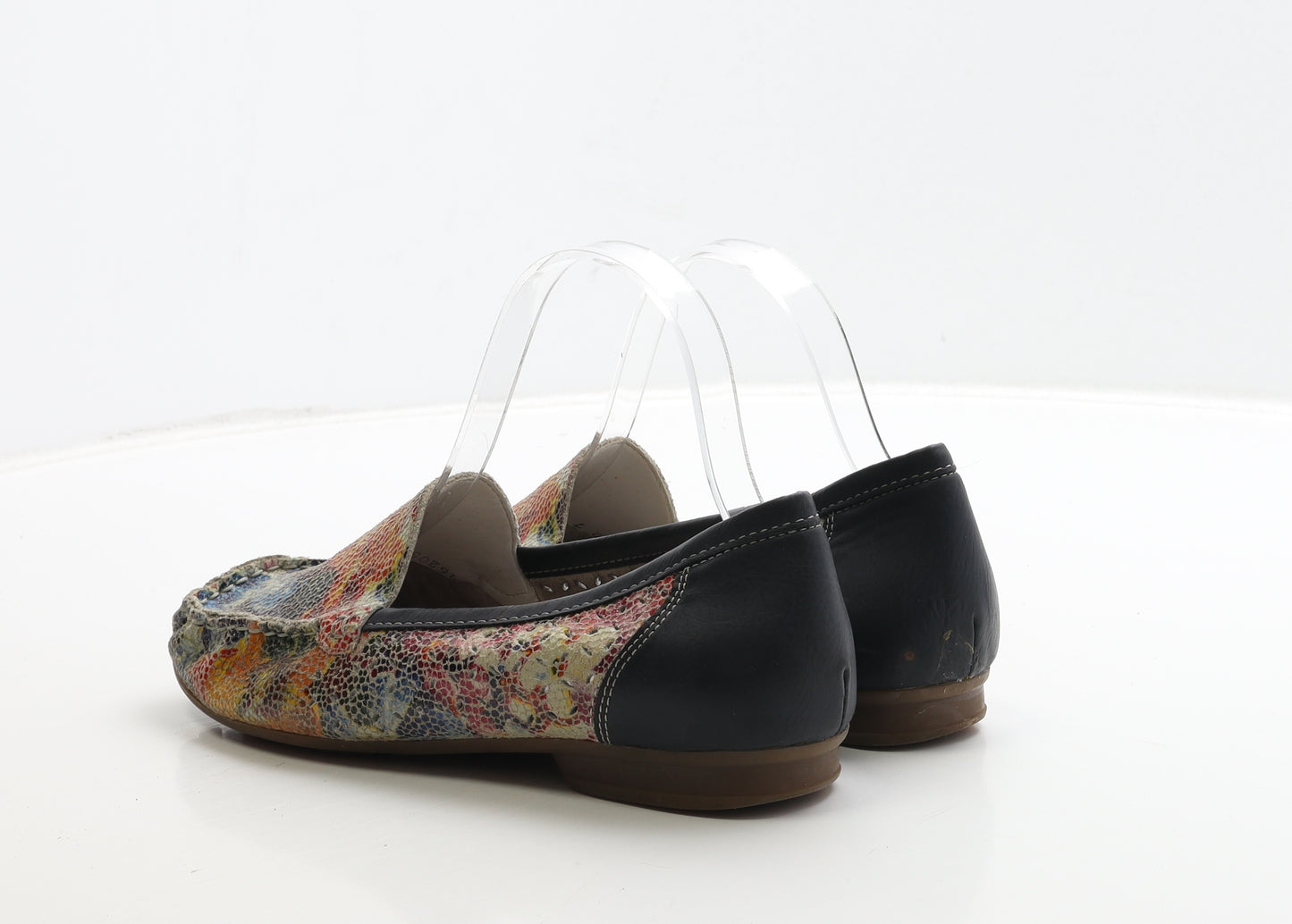 Rieker Womens Multicoloured Geometric Leather Loafer Flat UK 6 39
