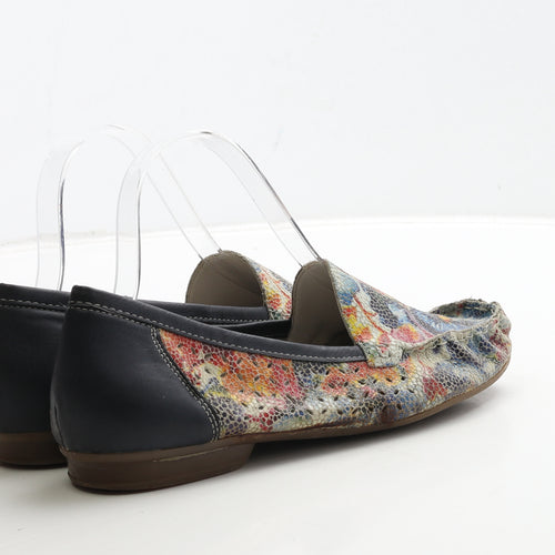 Rieker Womens Multicoloured Geometric Leather Loafer Flat UK 6 39