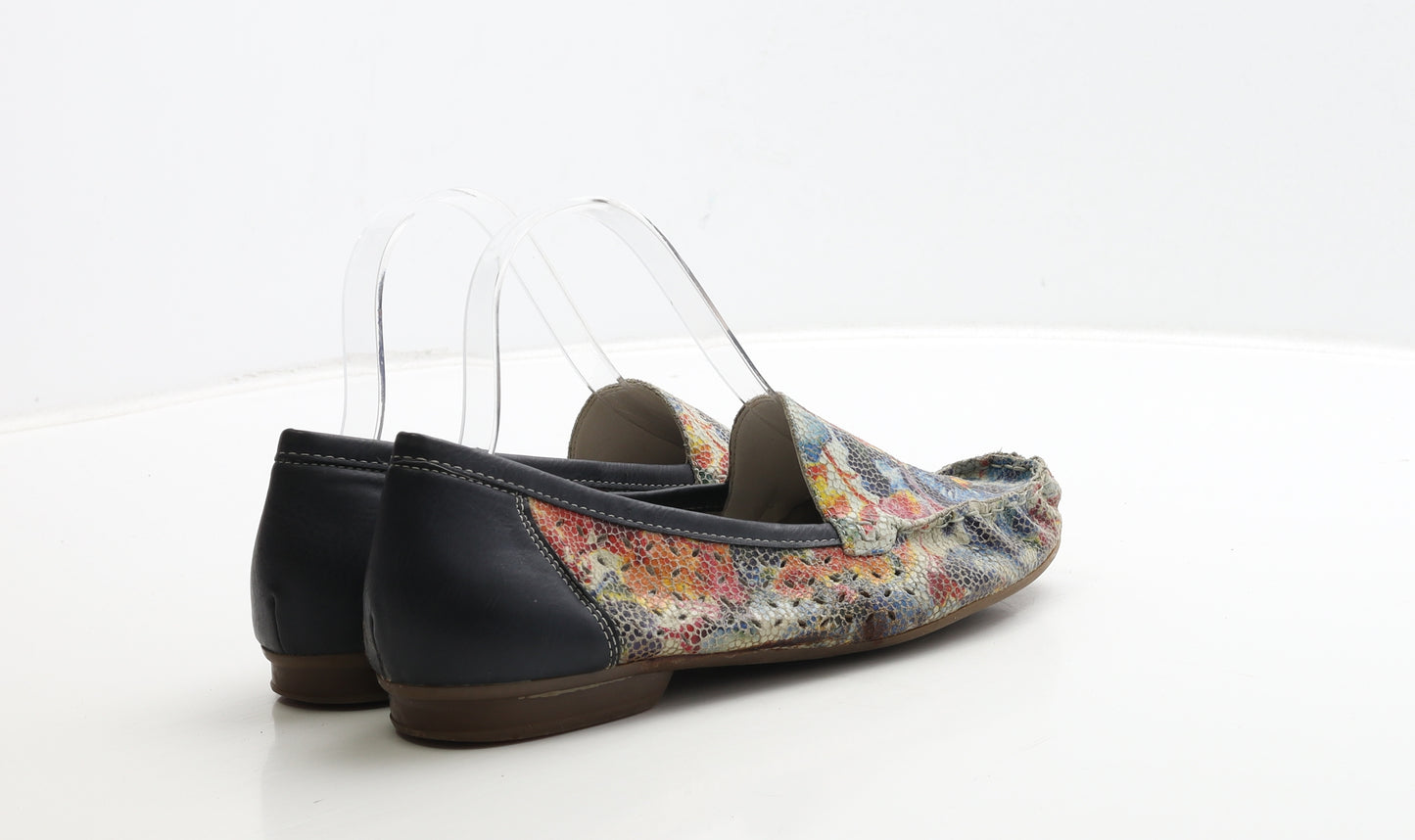 Rieker Womens Multicoloured Geometric Leather Loafer Flat UK 6 39