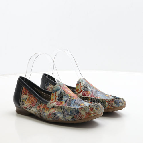 Rieker Womens Multicoloured Geometric Leather Loafer Flat UK 6 39