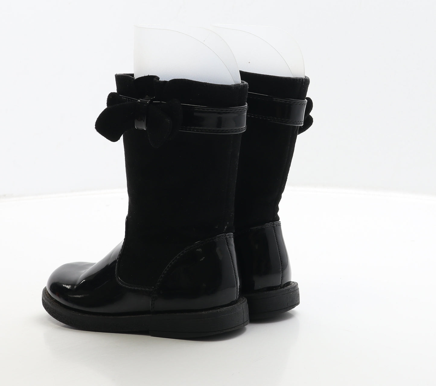 F&F Girls Black Patent Leather Bootie Boot UK 8 26