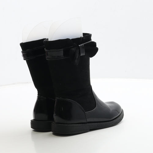 F&F Girls Black Patent Leather Bootie Boot UK 8 26