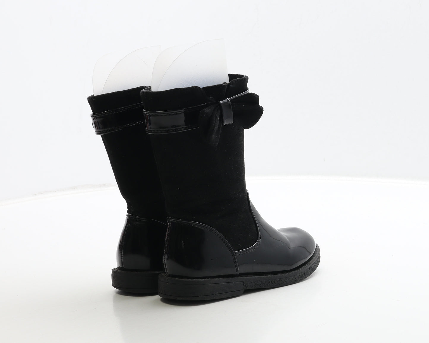F&F Girls Black Patent Leather Bootie Boot UK 8 26