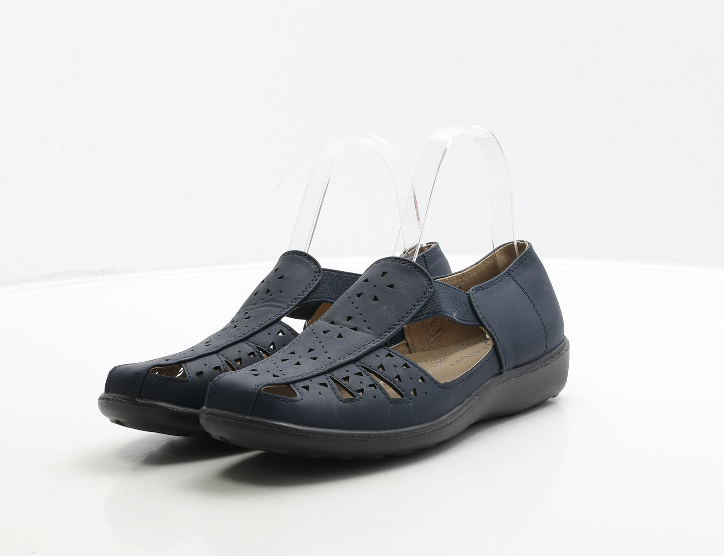 Amber Womens Blue Leather Slip On Flat UK 5 38