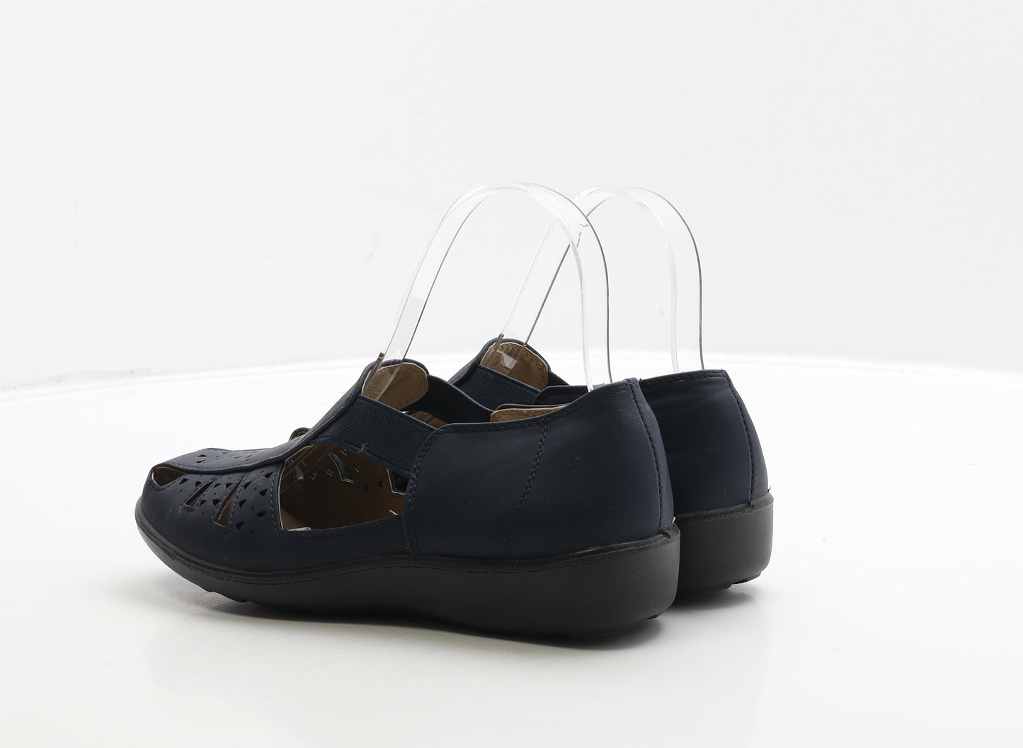 Amber Womens Blue Leather Slip On Flat UK 5 38