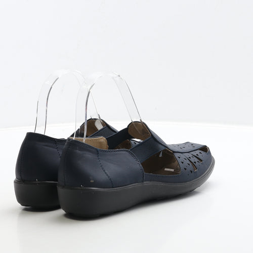 Amber Womens Blue Leather Slip On Flat UK 5 38
