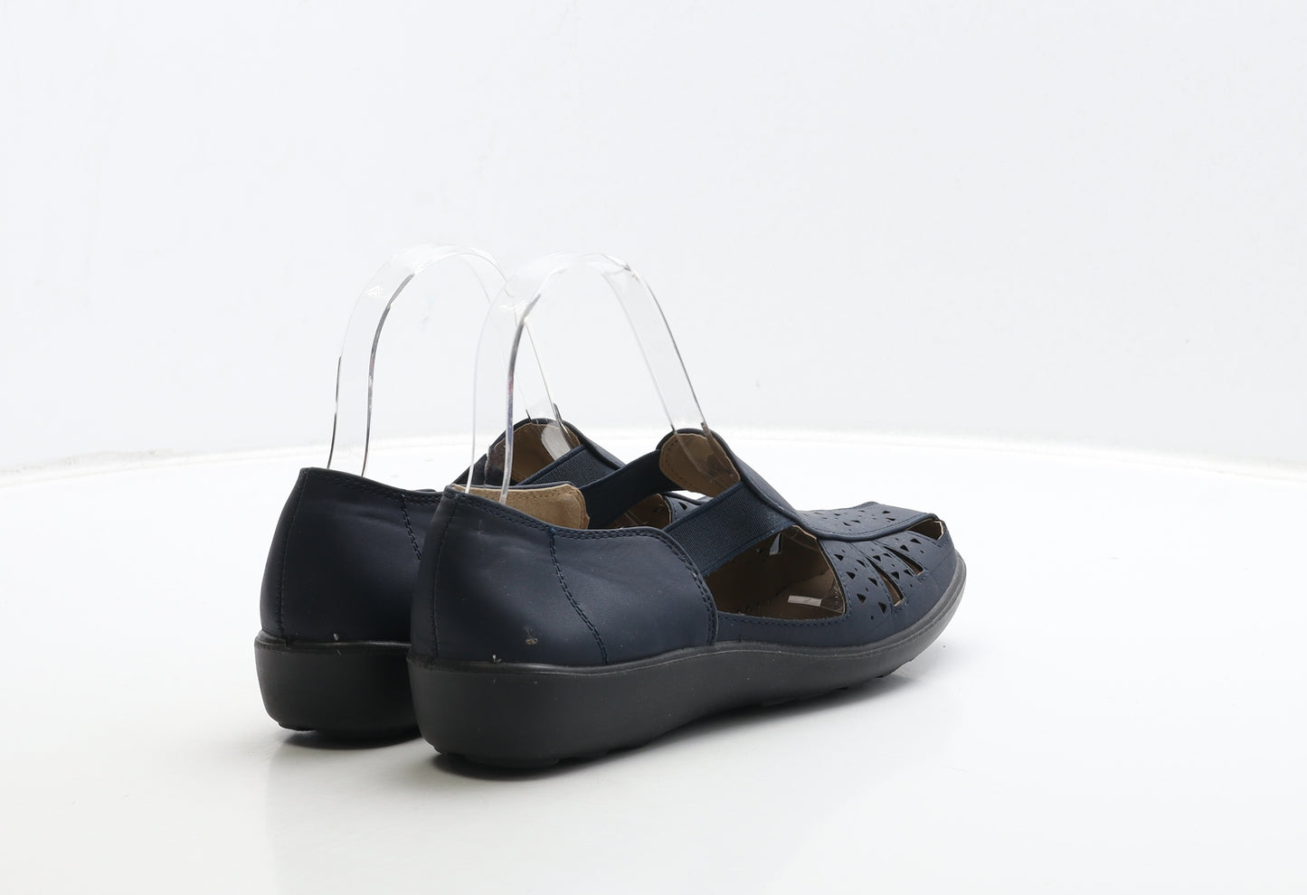 Amber Womens Blue Leather Slip On Flat UK 5 38
