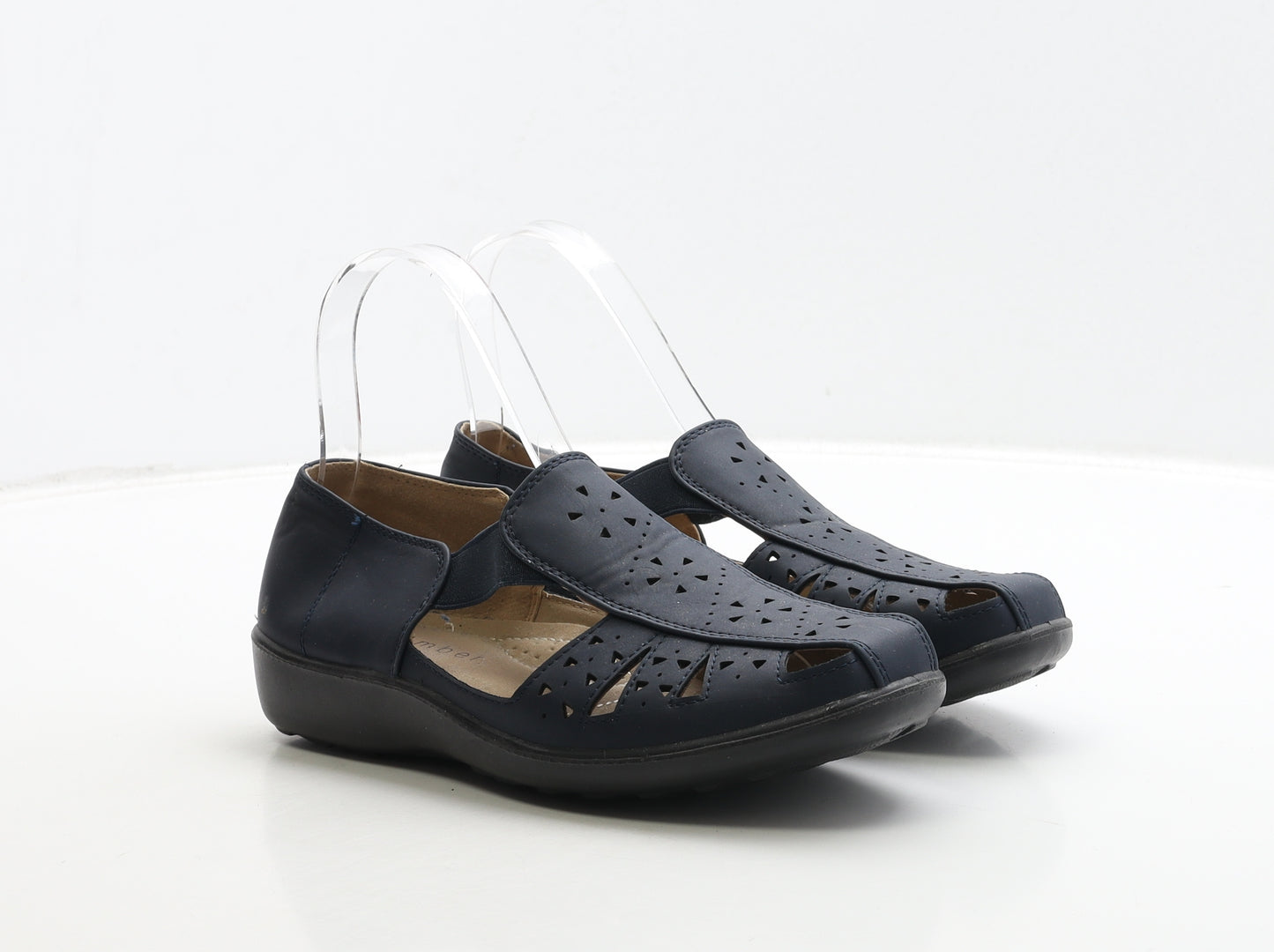 Amber Womens Blue Leather Slip On Flat UK 5 38